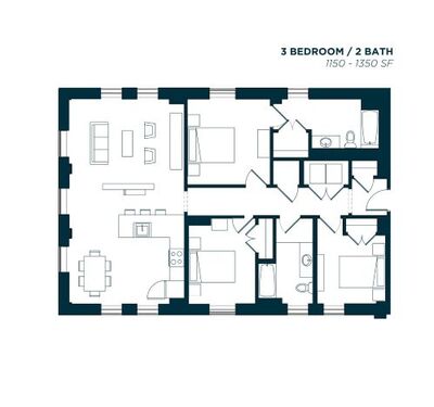 3 Bedroom / 2 Bath B