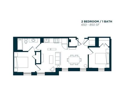 2 Bedroom / 1 Bath